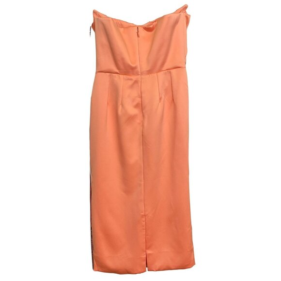House of CB Midi Dress Corset Orange Strapless Ruched Sexy Sz Large NWT - Picture 9 of 11